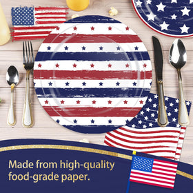 OuMuaMua patriotic napkins 6.5in blue and red for quick cleanup.