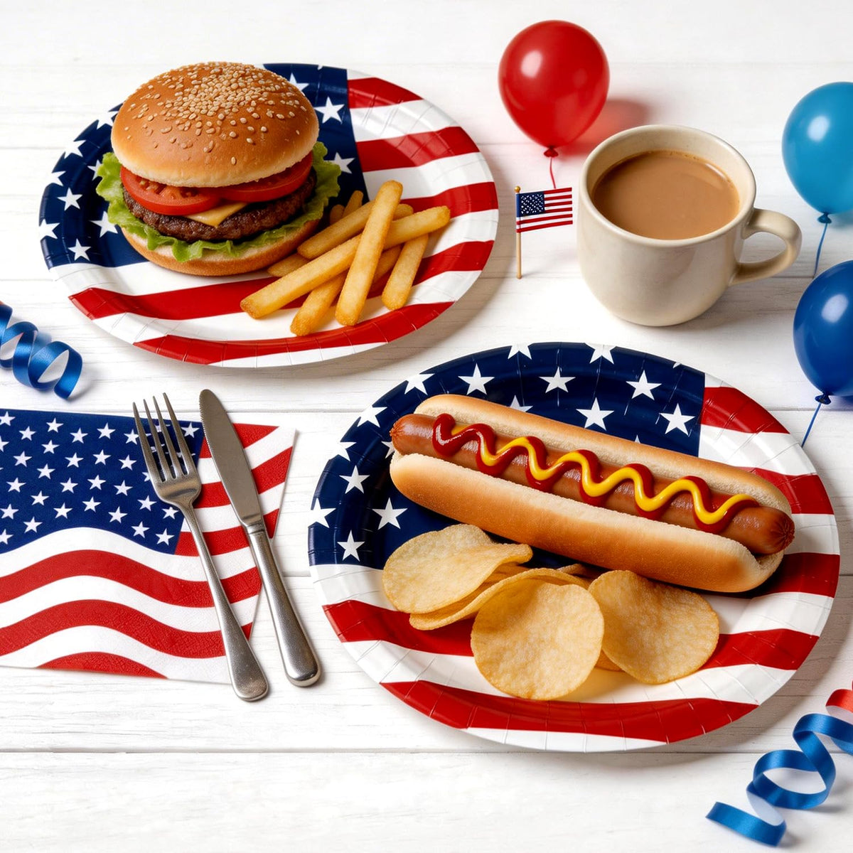 OuMuaMua complete patriotic party decor and tableware