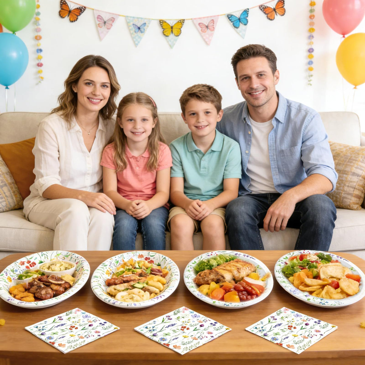 OuMuaMua meadow-themed table setting enhances outdoor gatherings