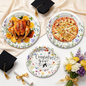 OuMuaMua Wildflower graduation design across plates and napkins