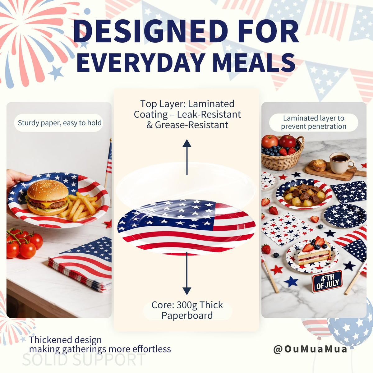 OuMuaMua patriotic tableware adds cohesive decor to any gathering.