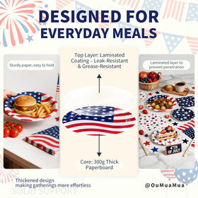 OuMuaMua patriotic tableware adds cohesive decor to any gathering.