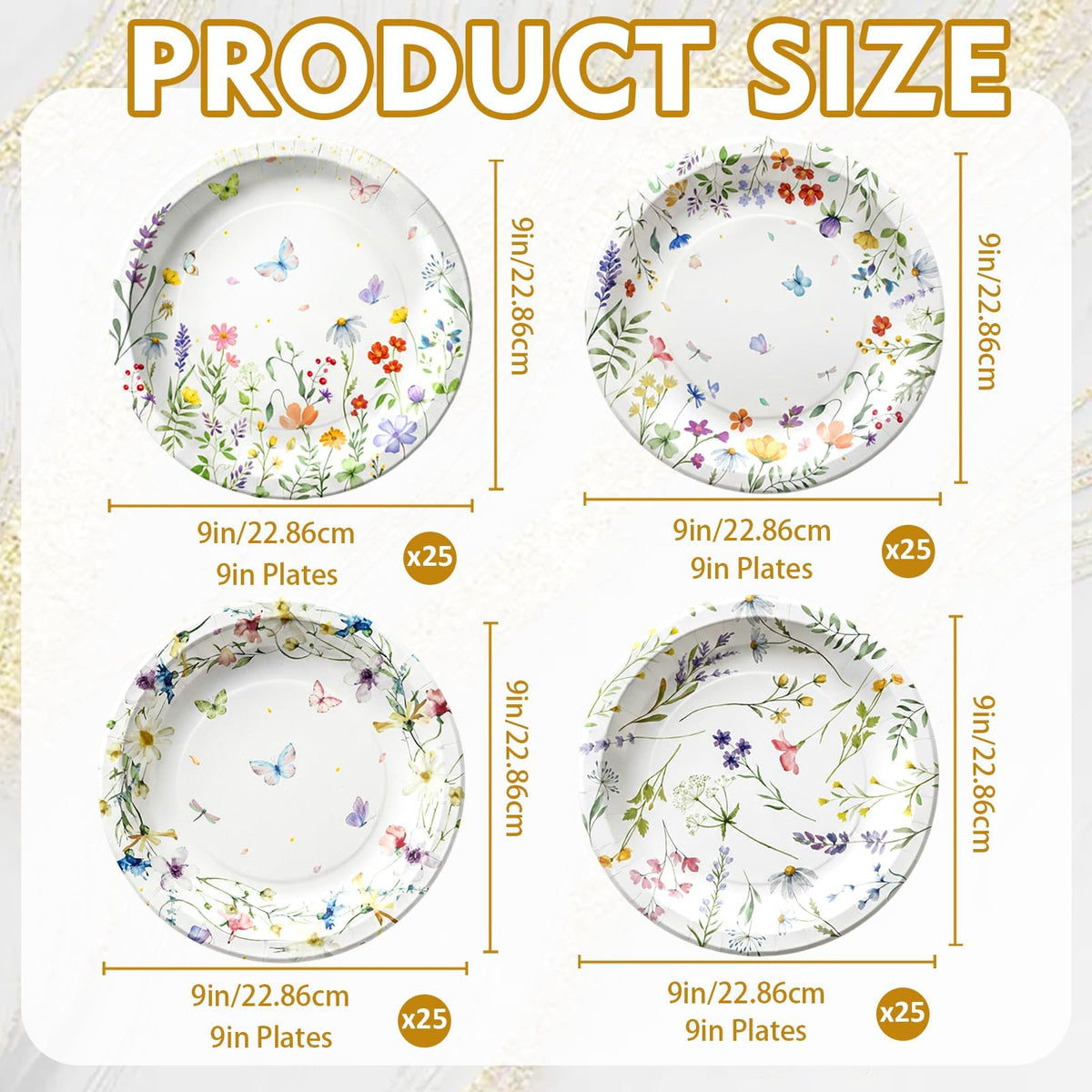 OuMuaMua wildflower plates featuring lifelike florals for colorful birthday celebrations.