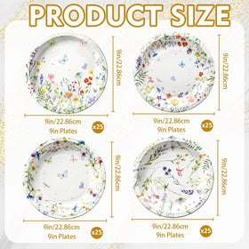 OuMuaMua wildflower plates featuring lifelike florals for colorful birthday celebrations.