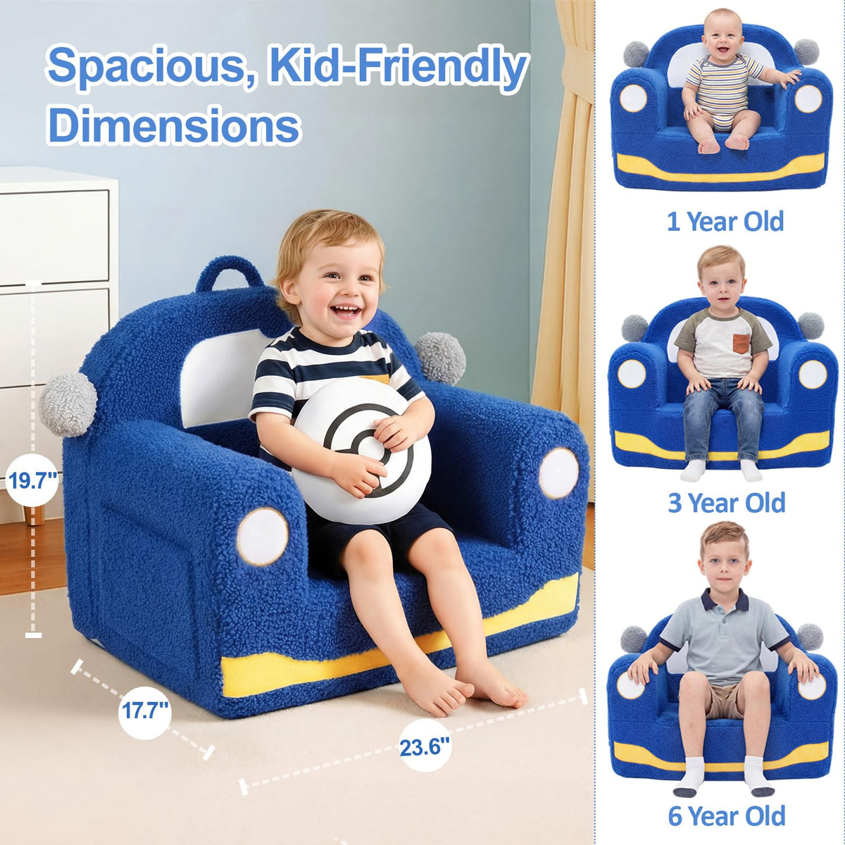 OUOZZZ Kids Chair car design invites imaginative play and pretend driving