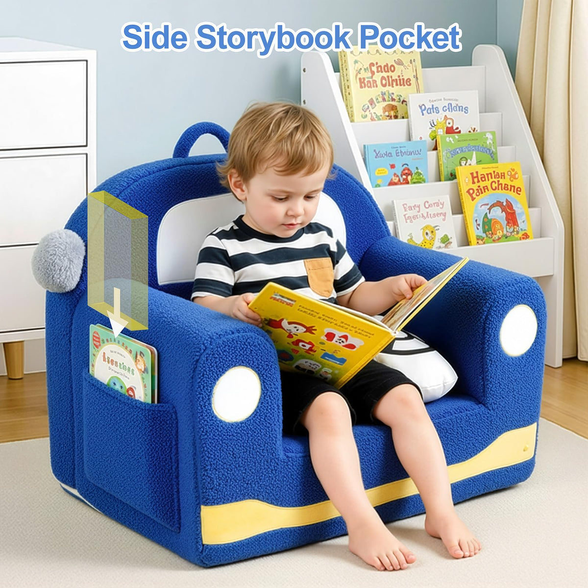 OUOZZZ Kids Chair side pocket keeps books and toys within reach