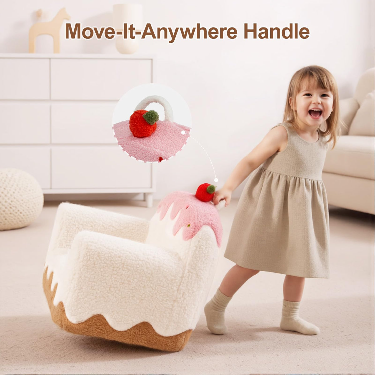 Pink and white colorway inspires cheerful decor and imaginative play.