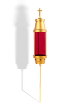 OURMEMO cemetery light candle holder with cross and red lens for durable outdoor illumination.
