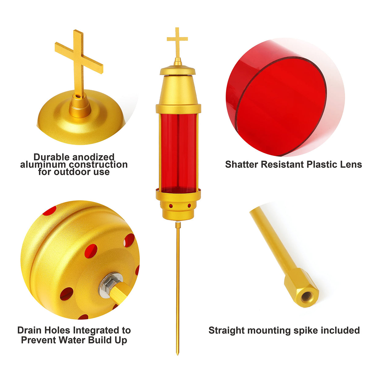 OURMEMO cross-design memorial candle holder suitable for garden and cemetery memorials.