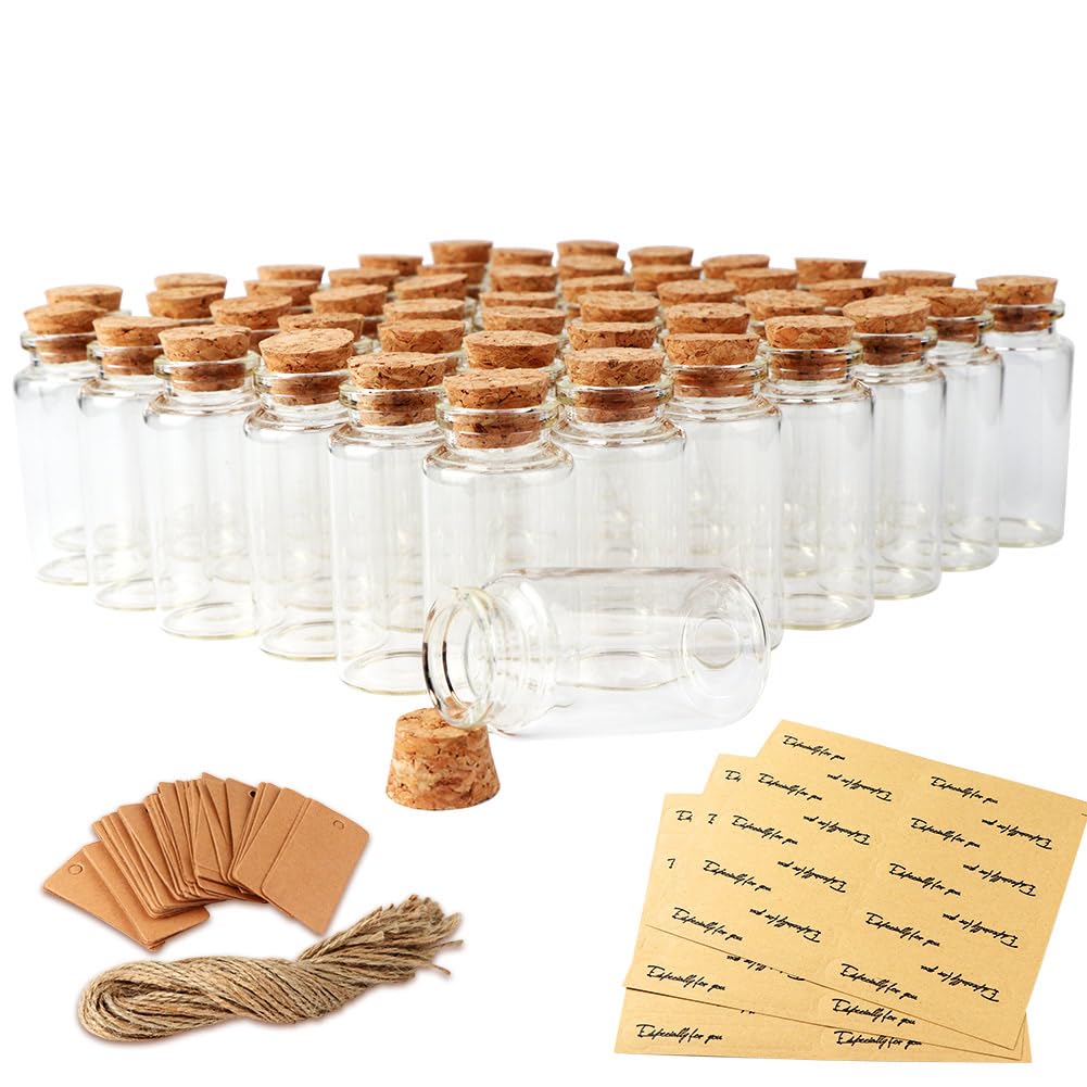OurWarm 32pc 40ml glass bottle with cork lid for elegant party favors