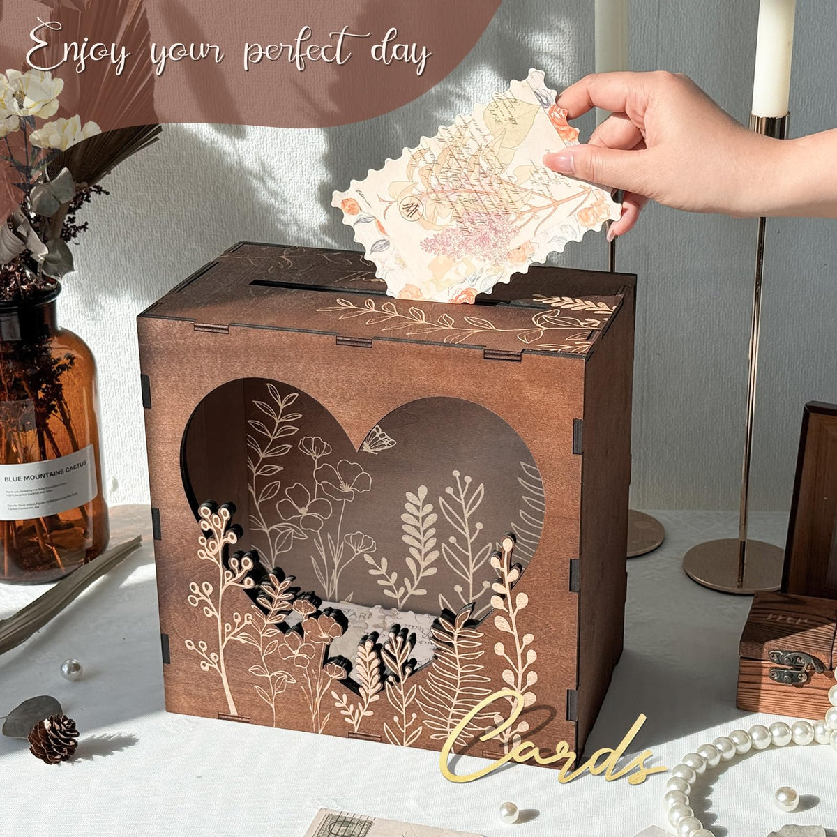 OurWarm card box backboard with floral pattern on one side