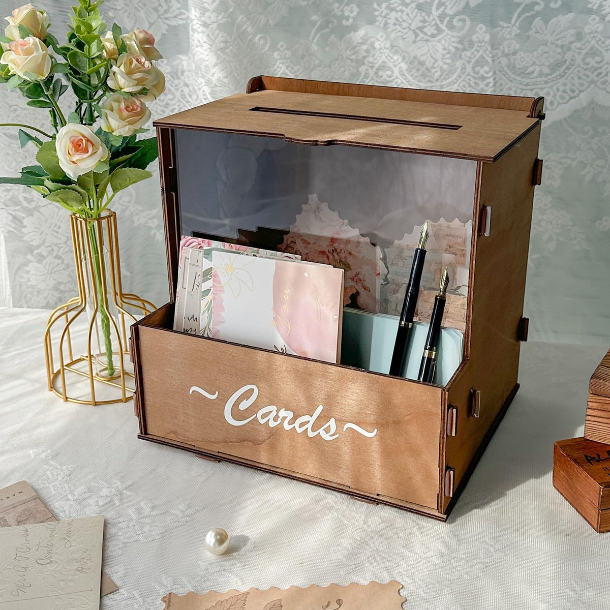 OurWarm card box with top slot for easy card insertion.