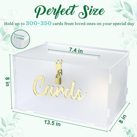 Closeup of OurWarm lock and keys on the frosted acrylic wedding card box