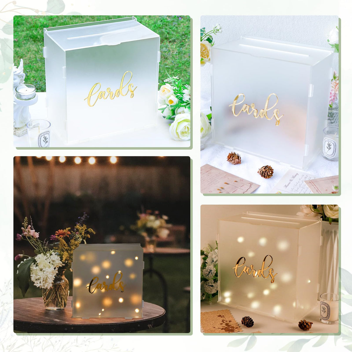 OurWarm table decor idea with frosted box at reception