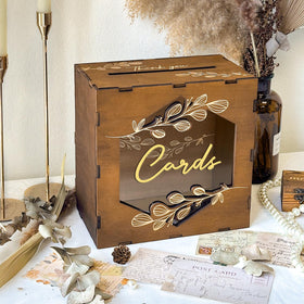 OurWarm wedding card box with hexagonal window adds rustic charm to events.