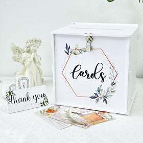 OurWarm wedding card box with lock for secure reception gifts.