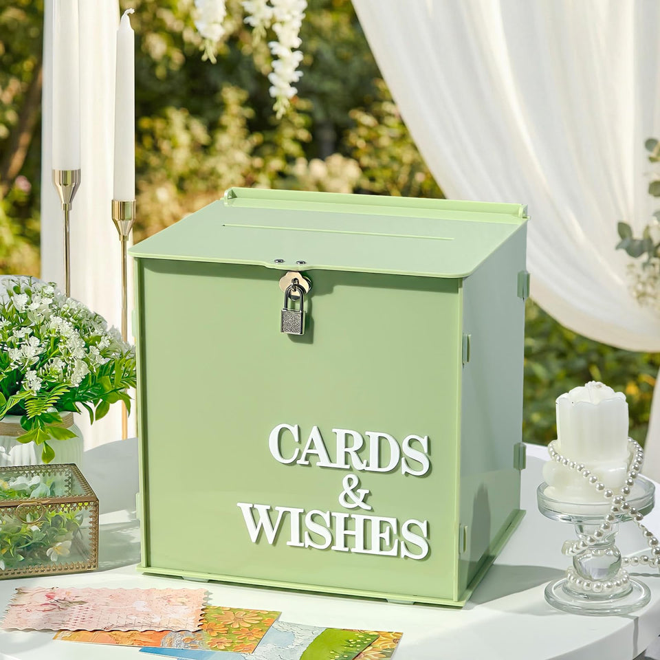 OurWarm wedding card box with lock secures guest messages at your event.
