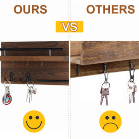 OurWarm wooden key hooks closeup showing sturdy hardware for daily use.