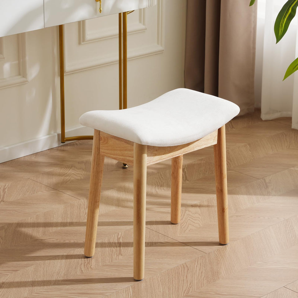 OUSADOU square linen makeup stool curved seat for elegant vanity seating