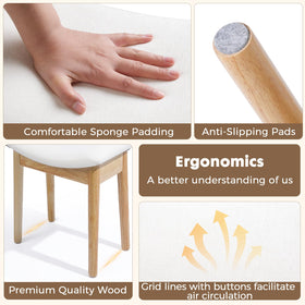 OUSADOU square linen makeup stool durable construction supports daily use