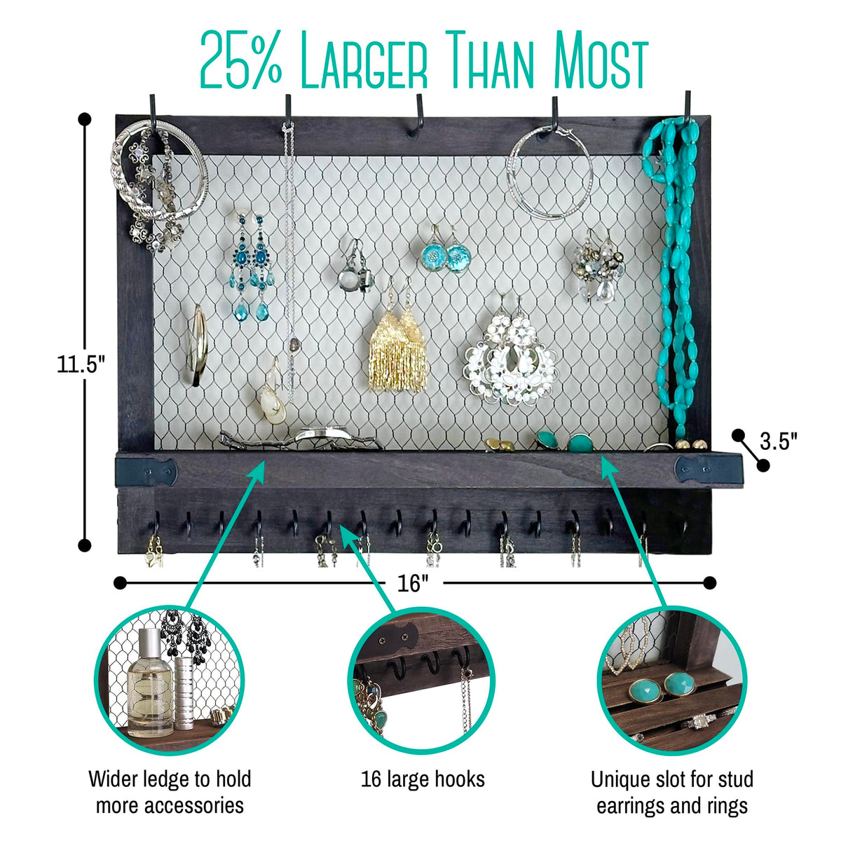 OUTSHINE solid wood and metal construction espresso for durable wall storage
