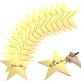 Outus gold star cutouts, 11-inch diameter, ideal for eye-catching table decor.