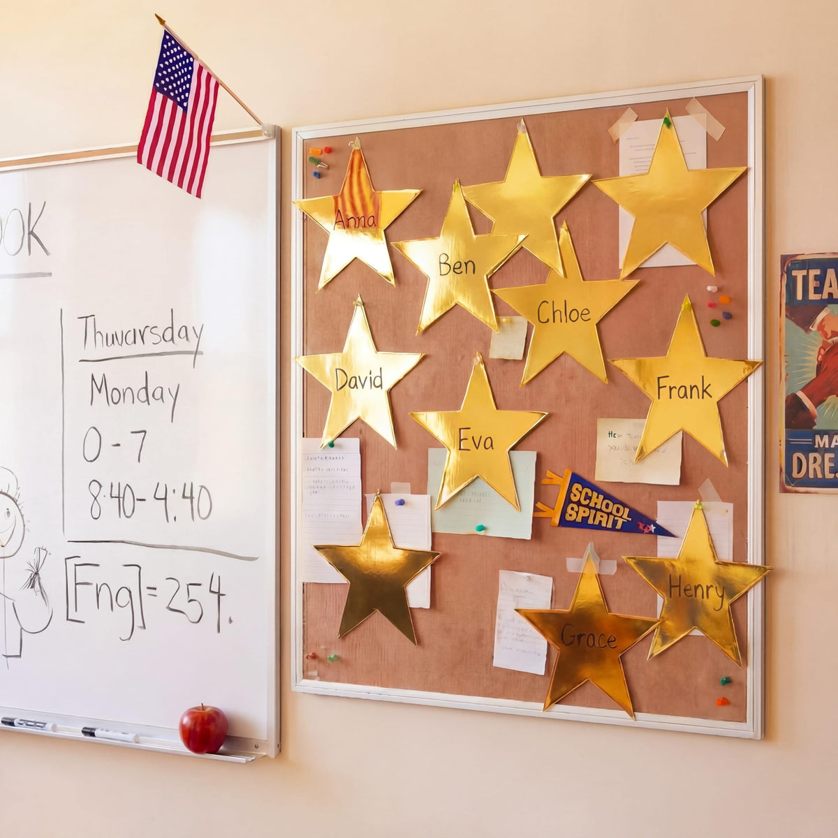 Outus gold star cutouts can be hung as wall banners for celebrations.