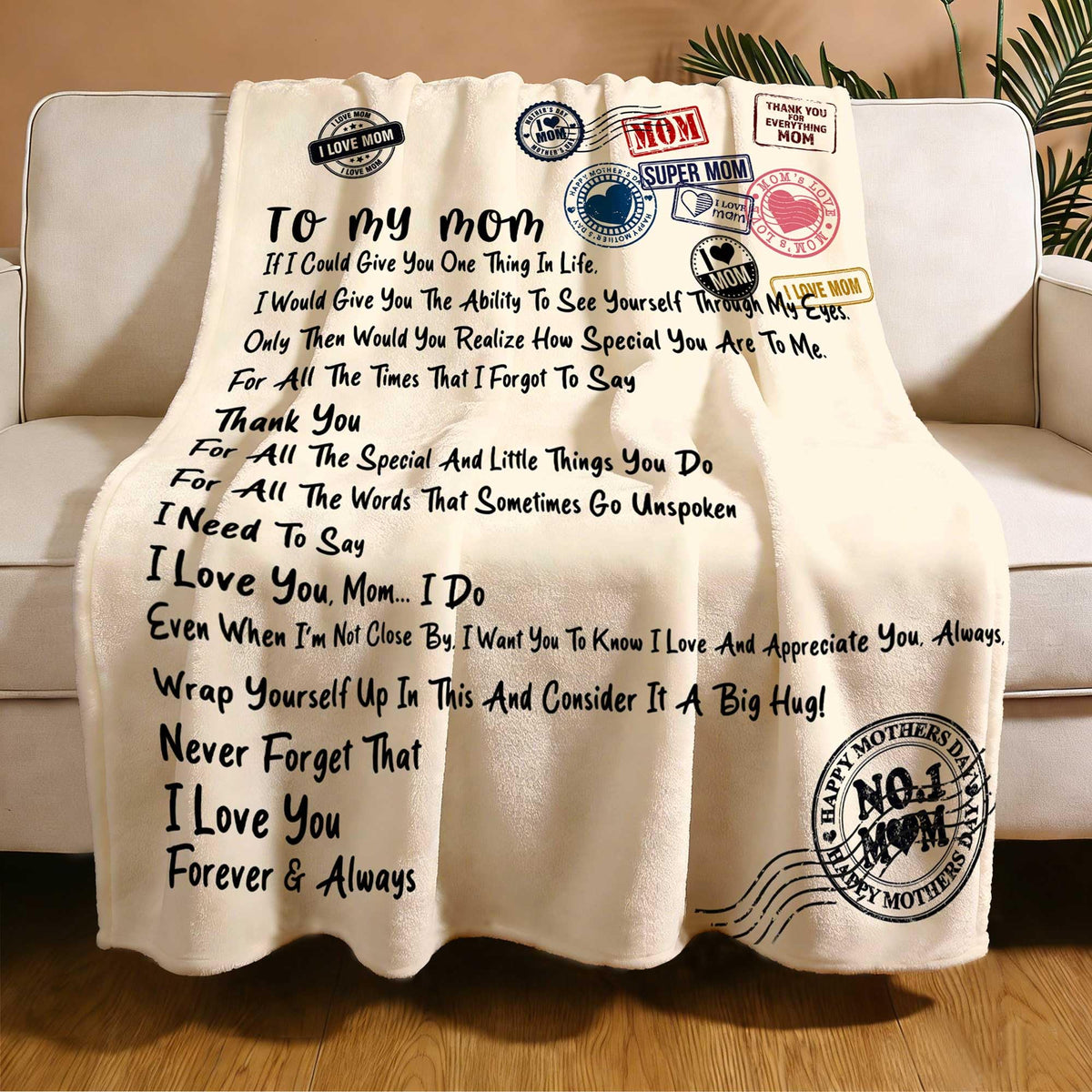 OUXIOAZ Wrinkle- and fade-resistant throw with plush texture.