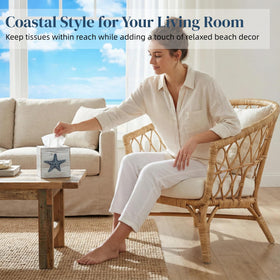 Ovimyne wooden tissue box cover with distressed finish suits coastal living rooms