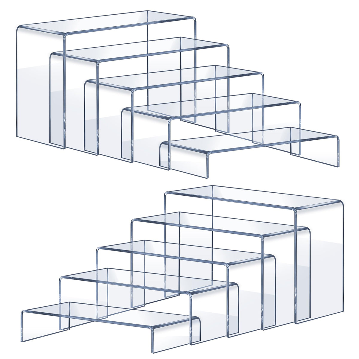 OVNTHYK acrylic risers display large items clearly on shelves and dessert tables.