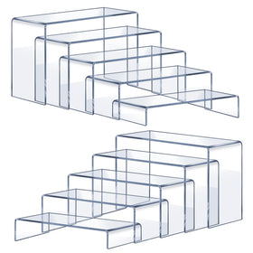 OVNTHYK acrylic risers display large items clearly on shelves and dessert tables.