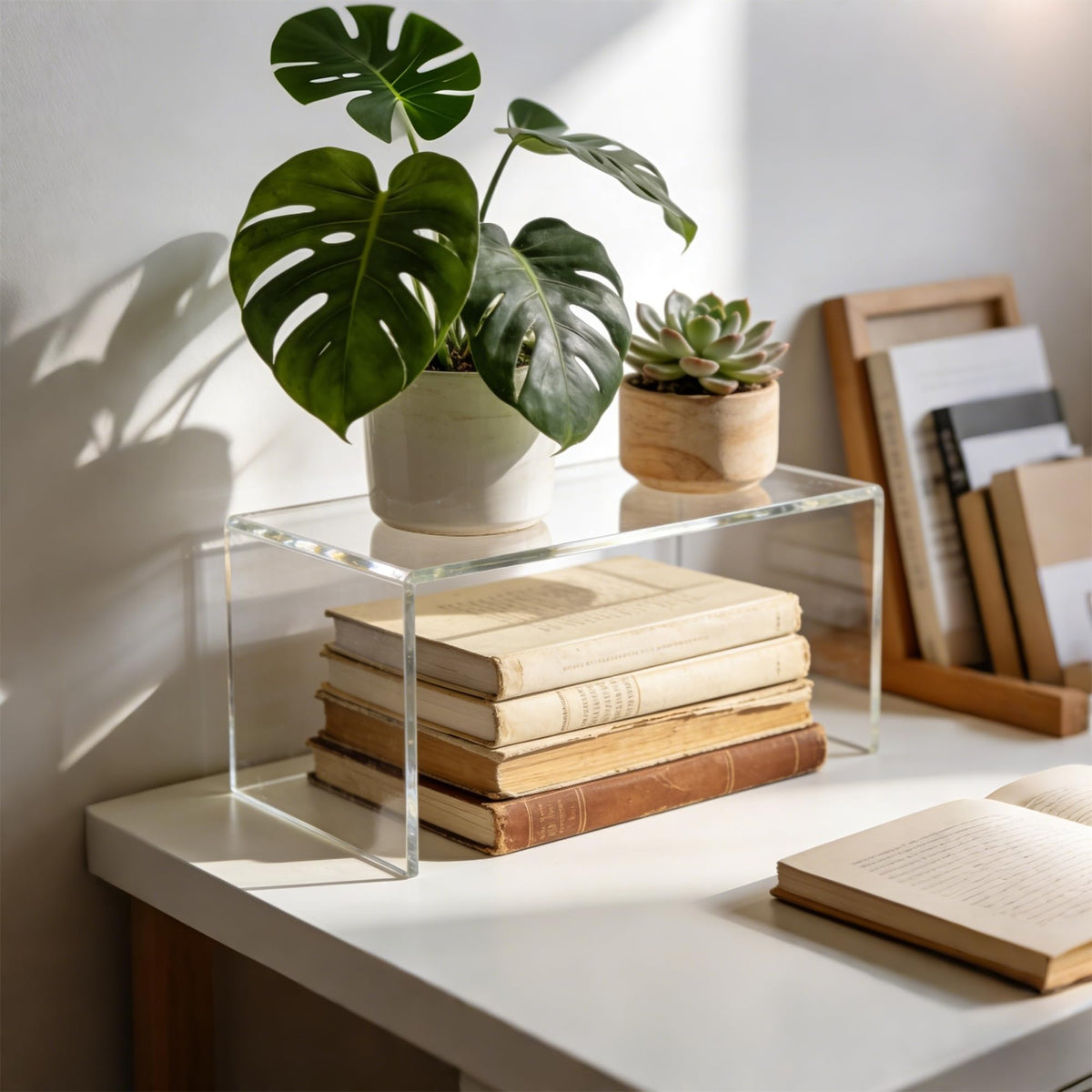 OVNTHYK figure display riser adds height and focus on shelves
