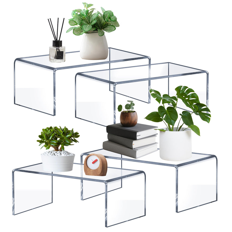OVNTHYK perfume display riser elevates fragrance bottles with crystal-clear stability