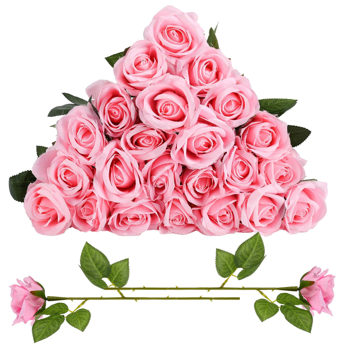 Ovveroche 24-pack pink silk rose bouquet for romantic events