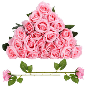 Ovveroche 24-pack pink silk rose bouquet for romantic events