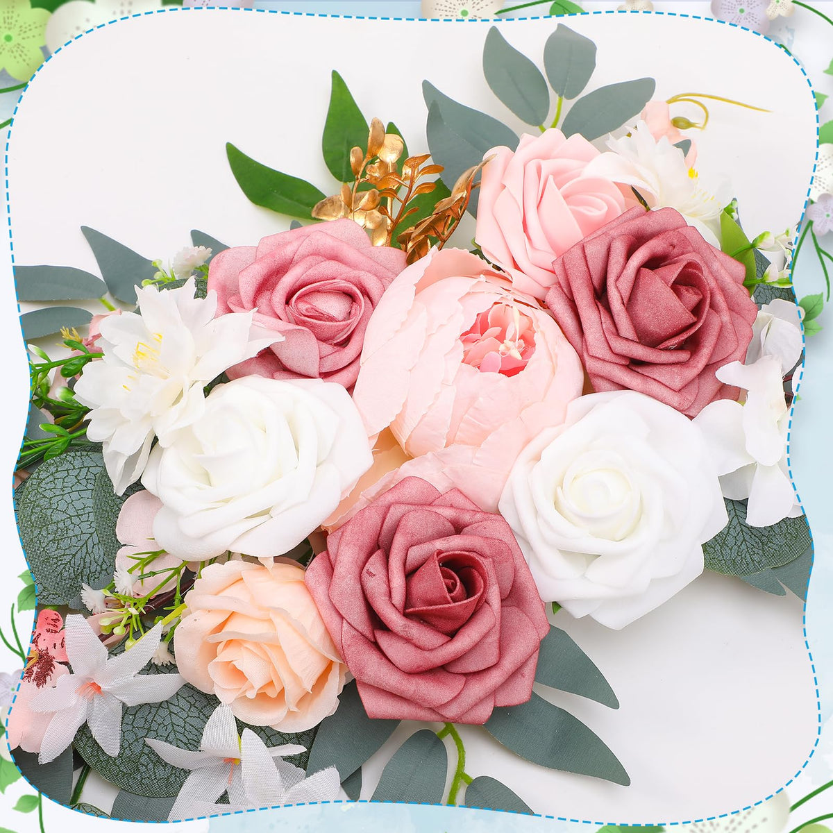 Ovveroche artificial flower swag on an arch shows lifelike blooms with low maintenance.
