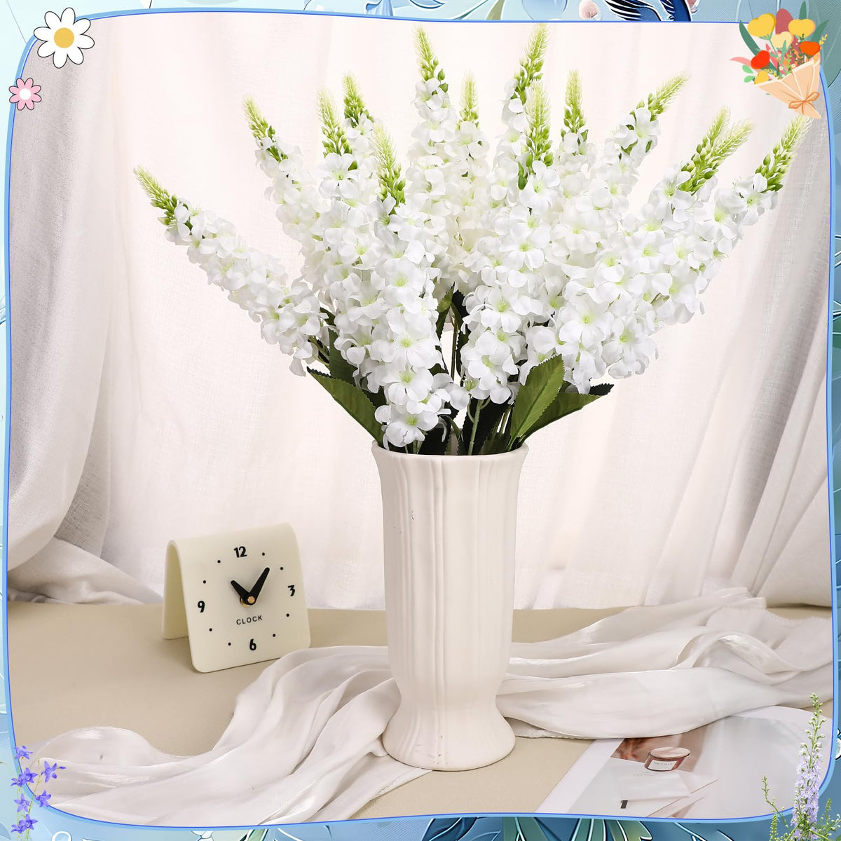 Ovveroche artificial flowers white hotel lobby decor ready-to-display