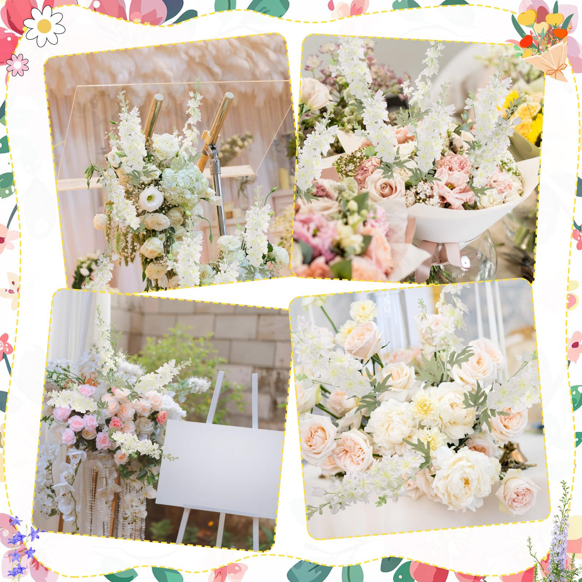 Ovveroche blue delphinium wedding centerpiece fake flowers for events
