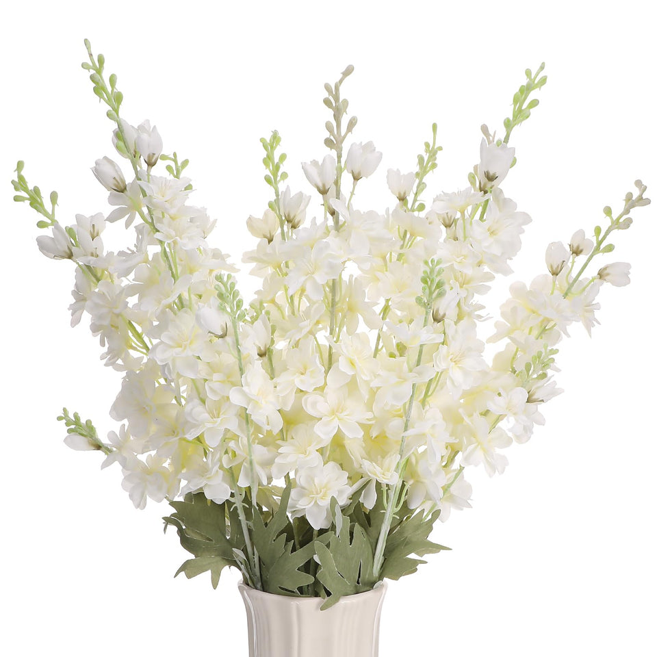 Ovveroche delphinium blue silk flowers with long 86 cm stems for tall vase displays