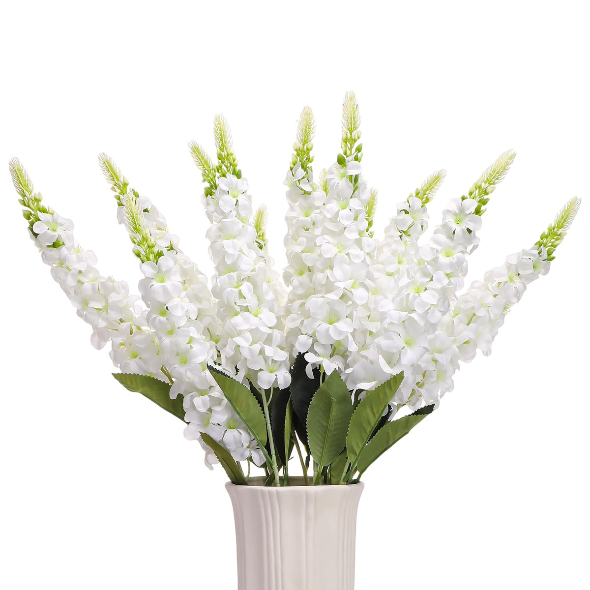 Ovveroche delphinium artificial flowers white with 70 cm stems for long-lasting centerpieces