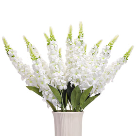 Ovveroche delphinium artificial flowers white with 70 cm stems for long-lasting centerpieces