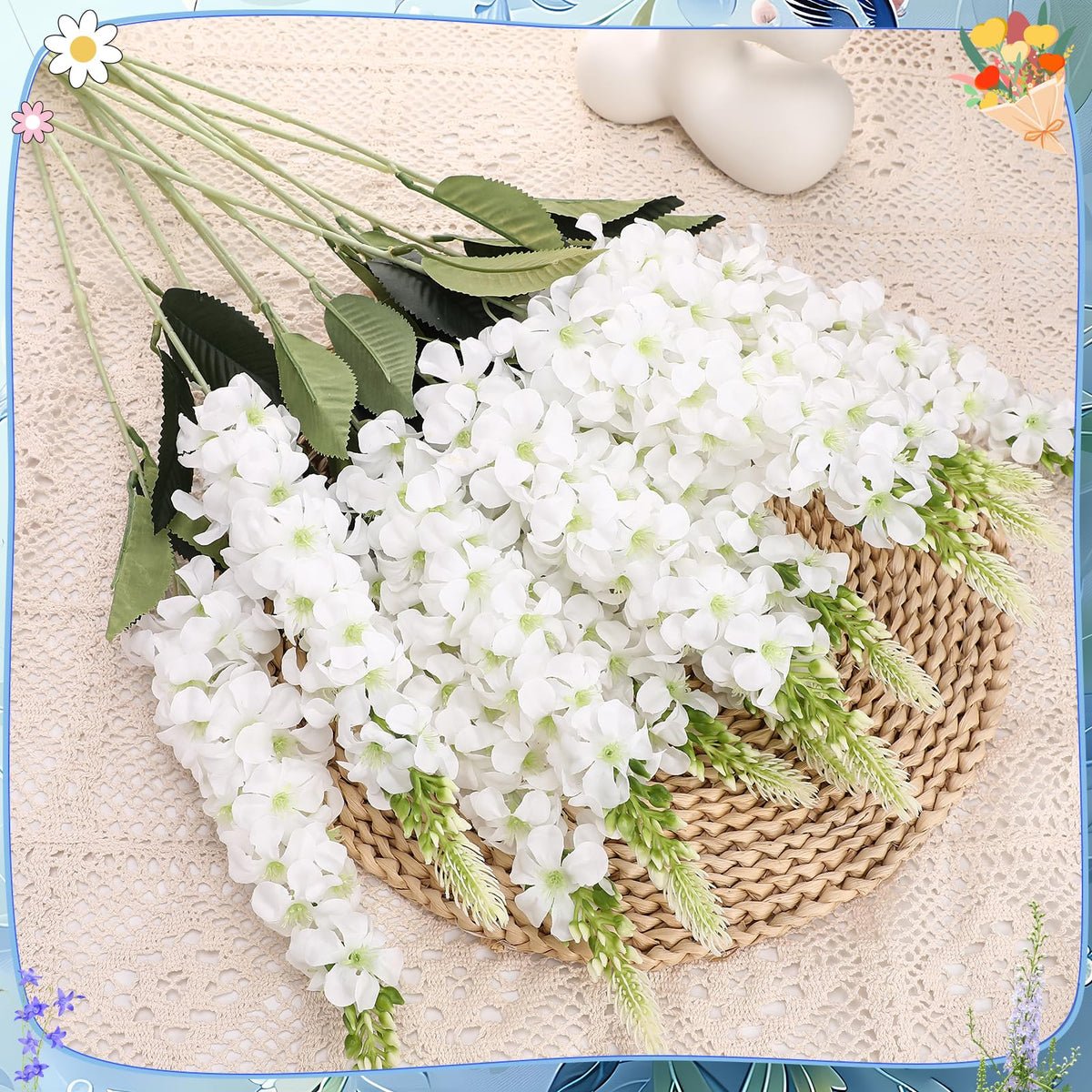 Ovveroche delphinium blooms with bendable stems for customizable vase heights
