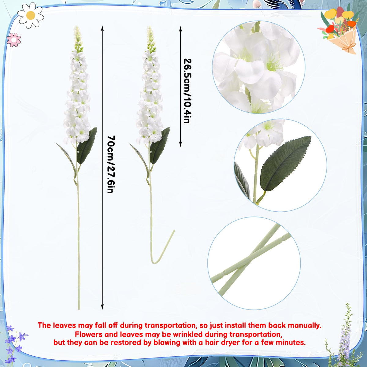 Ovveroche delphinium bouquet-style white decor for homes and venues
