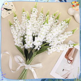 Ovveroche white delphinium set enhances dining tables and entryways gracefully