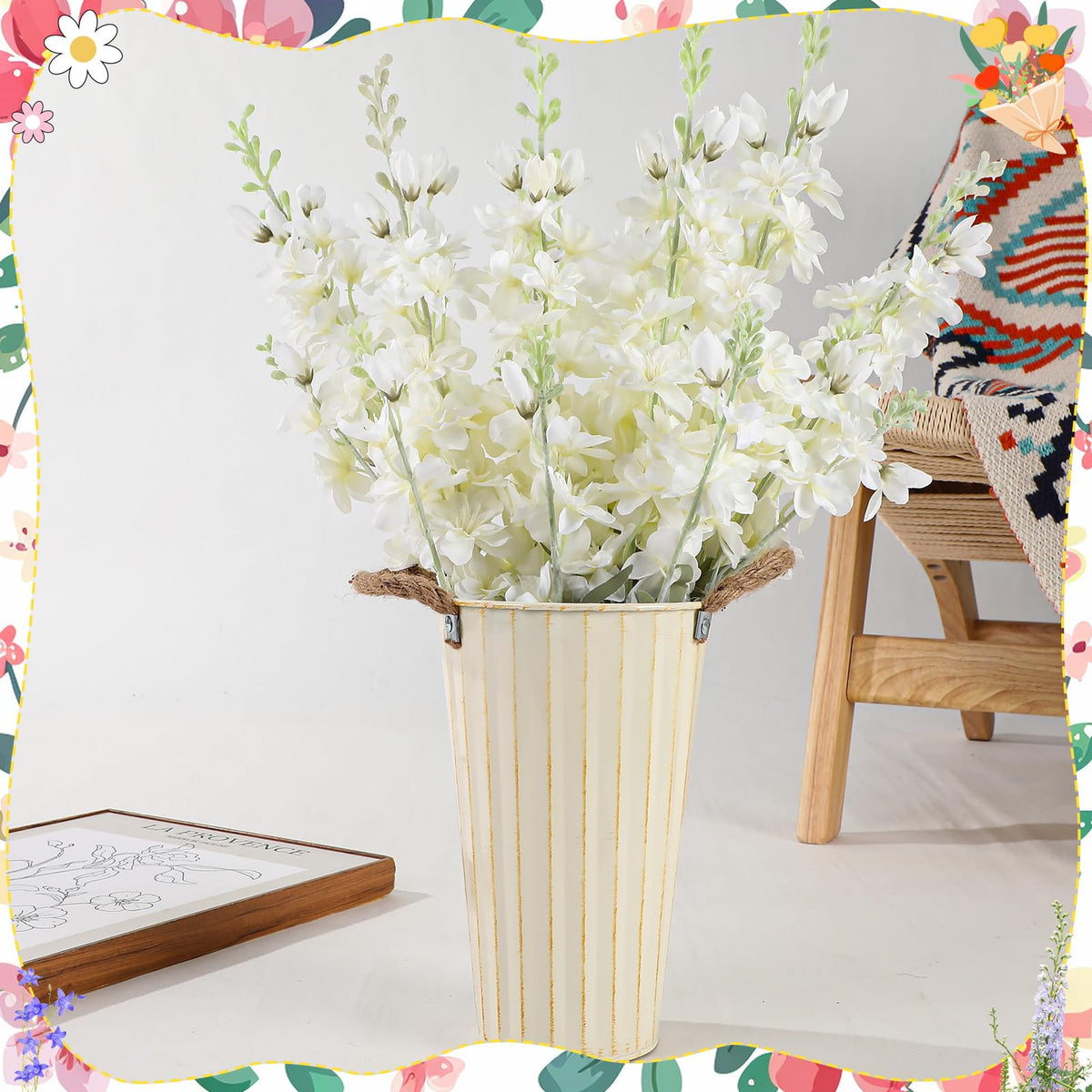 Ovveroche delphinium tall vase display ready-to-assemble arrangement