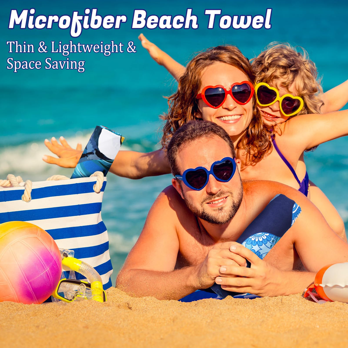 Ovveroche lightweight microfiber beach towel ready for easy packing