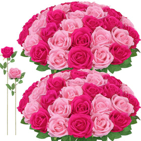 Ovveroche hot pink roses close-up showing lifelike detail for elegant decor.