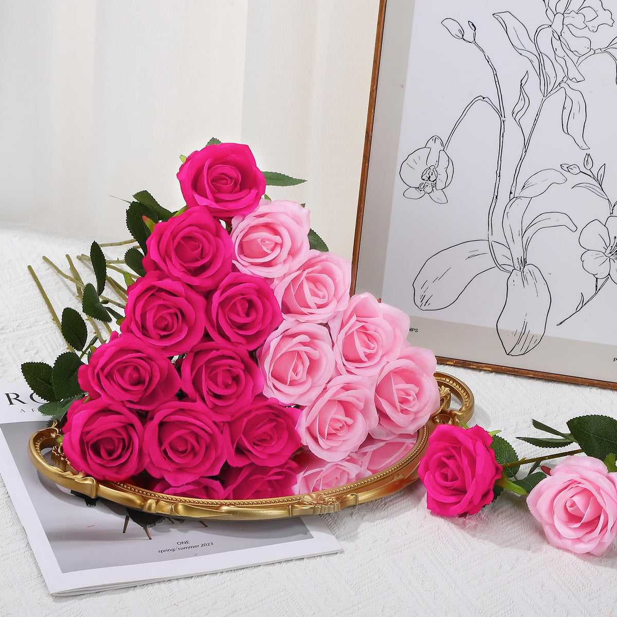 Ovveroche rose balls silk arrangement highlights lush texture and volume.