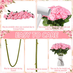 Ovveroche silk roses with real-touch texture for lifelike tabletop decor
