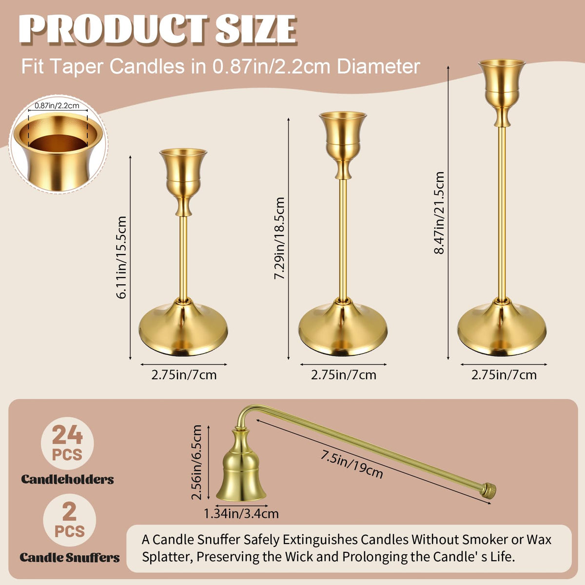 Ovveroche set shown with two candle snuffers included
